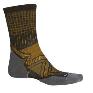 SmartWool Run Targeted Cushion Socks - Merino Wool crew - Gray / Yellow